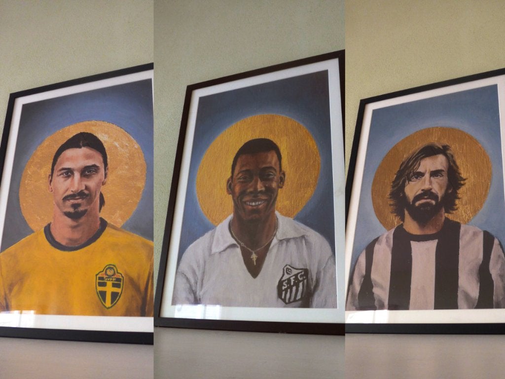 Voetbal posters 3 stuks Pele Pirlo Zlatan, Ophalen