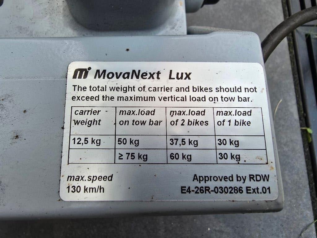 MovaNext Lux Fietsendrager, Auto diversen, Ophalen, Gebruikt, 2 fietsen, Trekhaakdrager