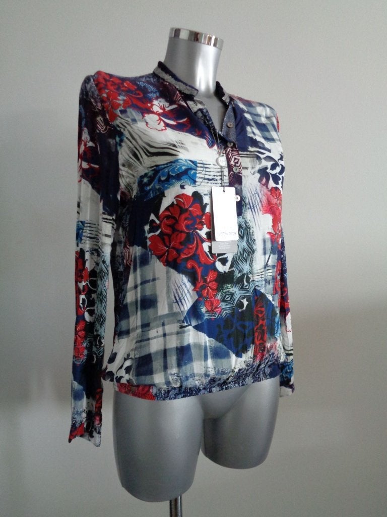 Just White marine viscose tuniek blouse, maat 36 Nieuw, Ophalen of Verzenden, Nieuw, Maat 36 (S), Overige kleuren