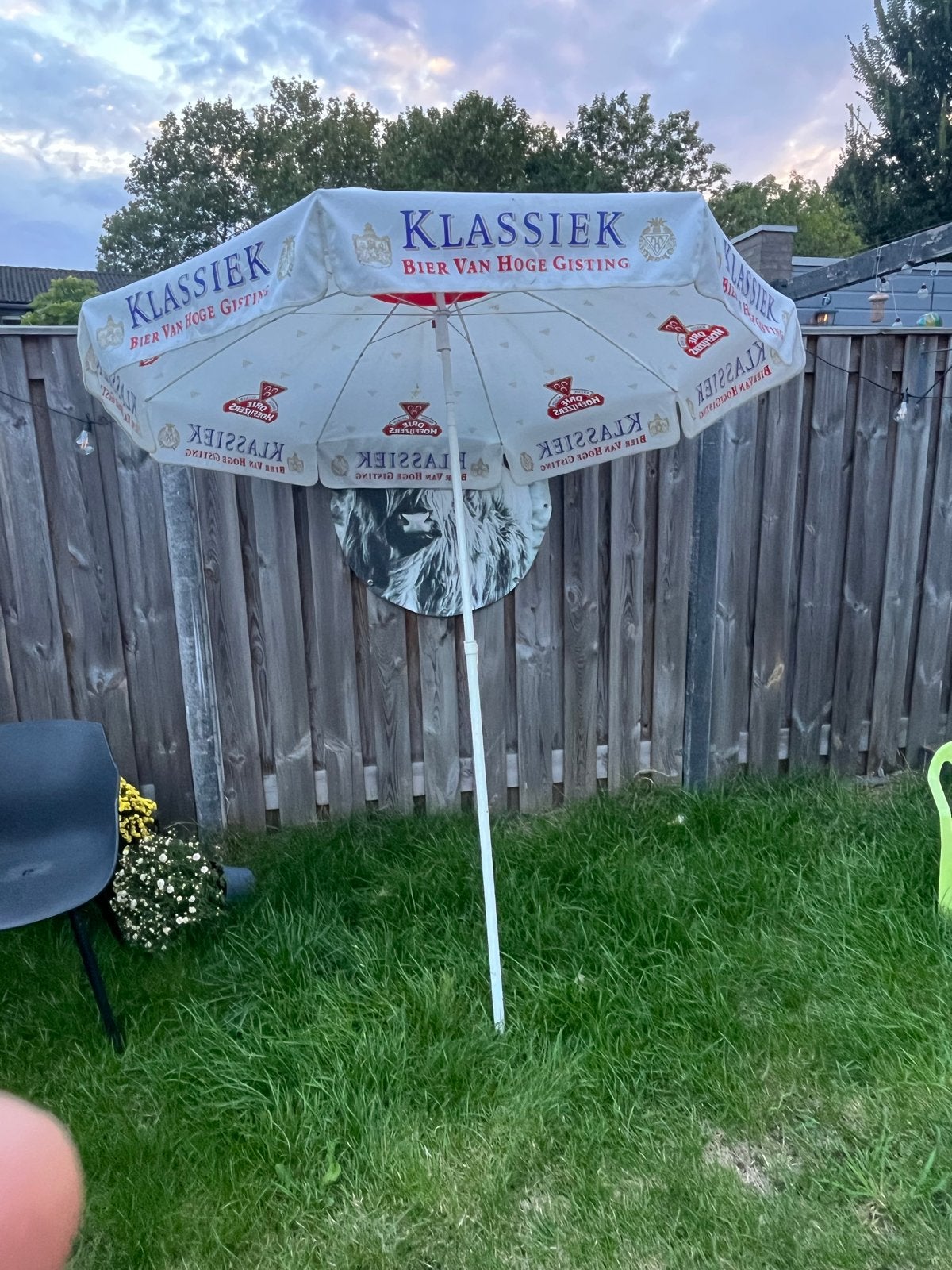 Klassiek 3 hoefijzers Bier Parasol, Ophalen, Gebruikt, 2 tot 3 meter, Stokparasol