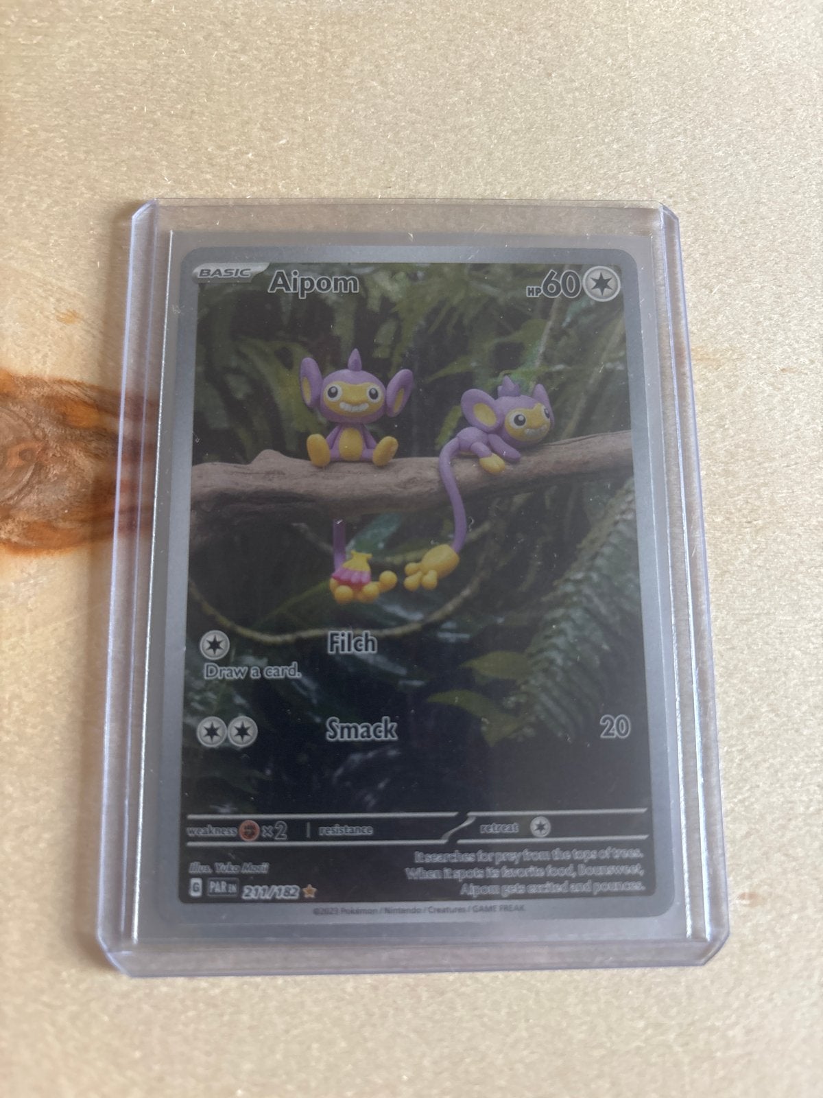 Pokémon Kaart Aipom 201/182 - Obsidian Flames, Hobby en Vrije tijd, Verzamelkaartspellen | Pokémon, Ophalen of Verzenden, Zo goed als nieuw