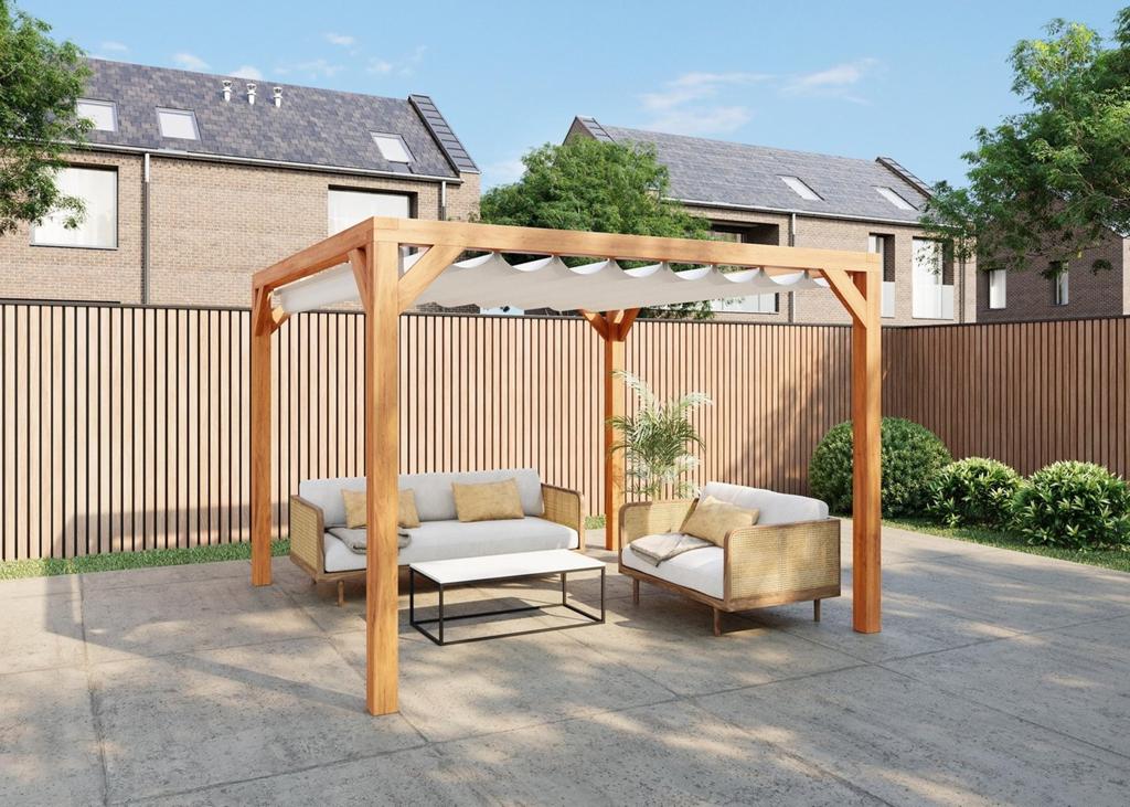 Douglas houten pergola 3 x 3 m - beste prijs, Ophalen, Opvouwbaar, Nieuw, 4 tot 6 meter
