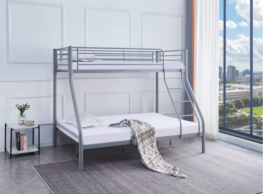 Trio 3-persoons stapelbed - 90x200 / 140x200 - Zilver, Niet ingevuld, Niet ingevuld, Niet ingevuld