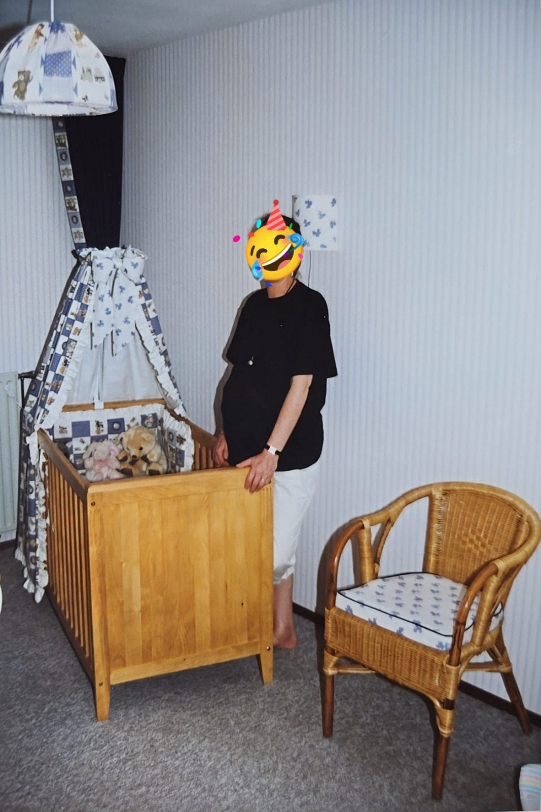 Hemeltje: blauw met beertjes, wandlampje en stootkussen, Kinderen en Baby's, Babywiegjes en Ledikanten, Ophalen of Verzenden, Gebruikt