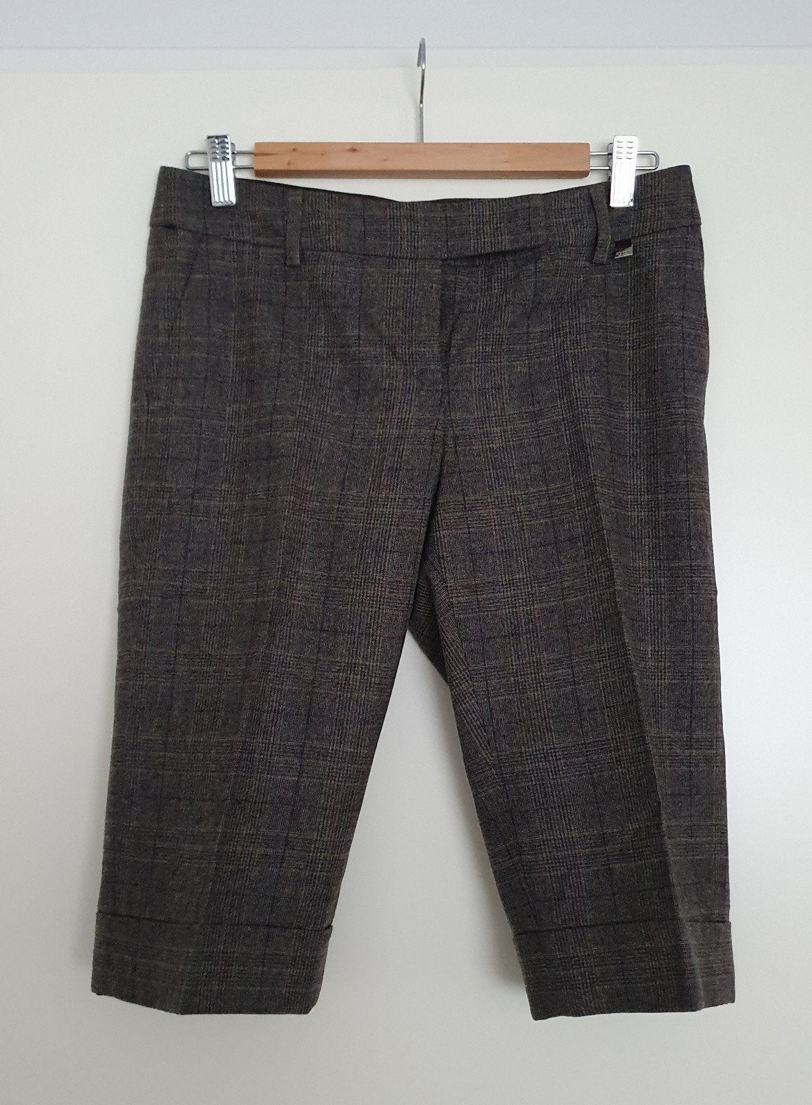 Esprit wollen geruitte capribroek driekwart broek 34, Blauw, Ophalen of Verzenden, Zo goed als nieuw, Driekwart