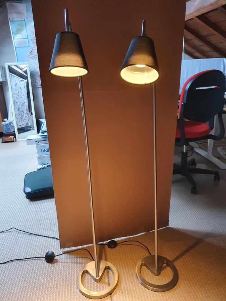 2 staande lampen met zwart kapje, Ophalen, Zo goed als nieuw, Metaal, 150 tot 200 cm