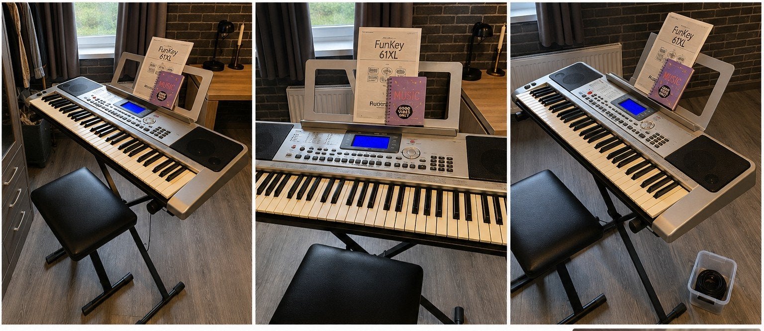 Funkey XL met standaard en krukje, Ophalen, Gebruikt, 2 klavieren