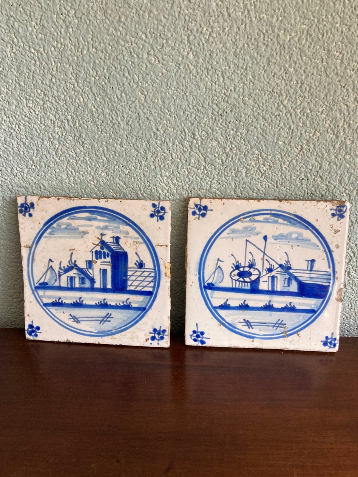 Oude tegeltjes 2 stuks, Antiek en Kunst, Ophalen