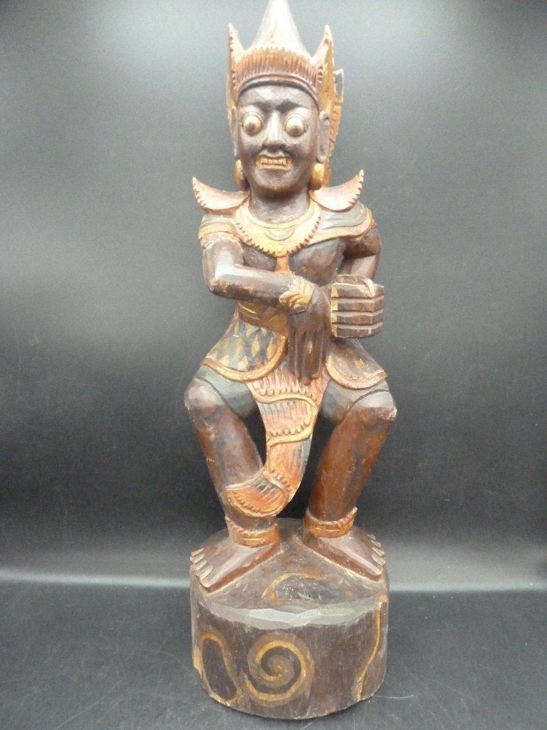 Antiek handgekerfde Balinese tempelwachter niet Westers, Hout, Handgemaakt, Ophalen of Verzenden, Indonesië