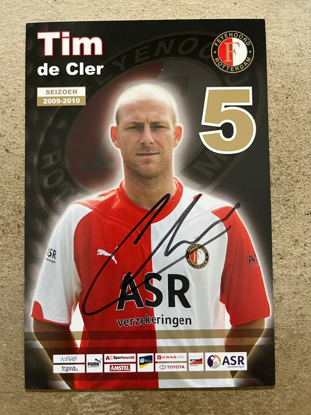 Feyenoord spelerskaart De Cler met handtekening, Ophalen of Verzenden, Zo goed als nieuw, Feyenoord, Spelerskaart