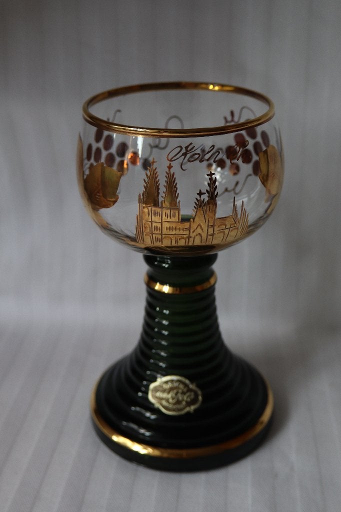 Vintage Duits Roemer wijnglas gouden accenten c 1960, Ophalen of Verzenden