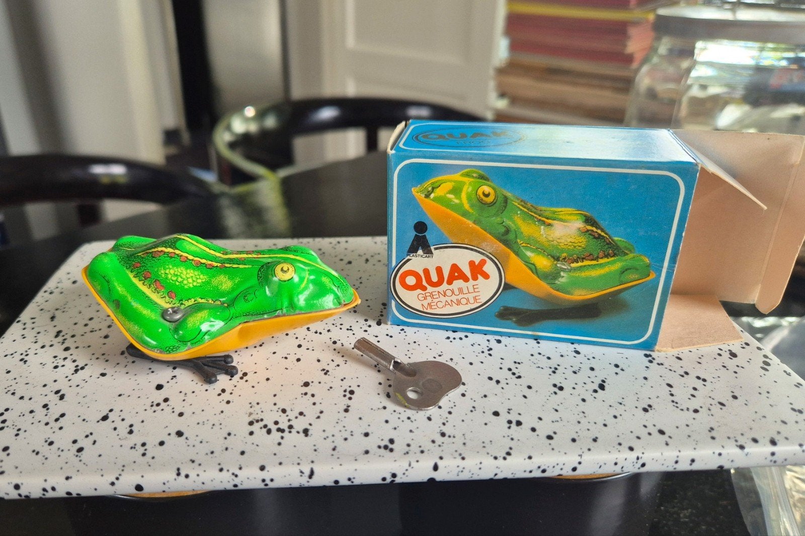 Zeldzame Vintage Blikken Opwindkikker "QUAK" VEB Plasticart, Ophalen of Verzenden, Zo goed als nieuw