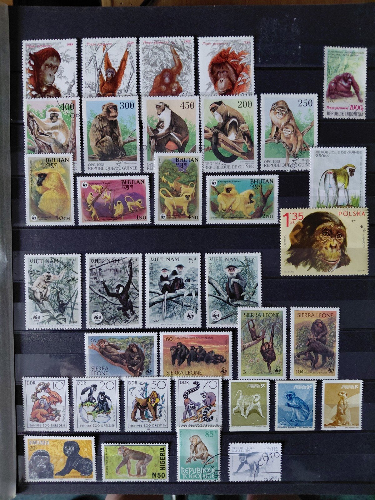 Collectie Apen primaten aap gorilla chimpansee enz., Verzenden, Gestempeld, Overige thema's