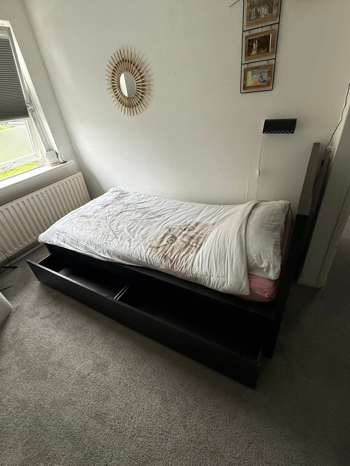 Eenpersoons bed ikea malm incl lattenbodem, Ophalen, Gebruikt, 90 cm, Eenpersoons