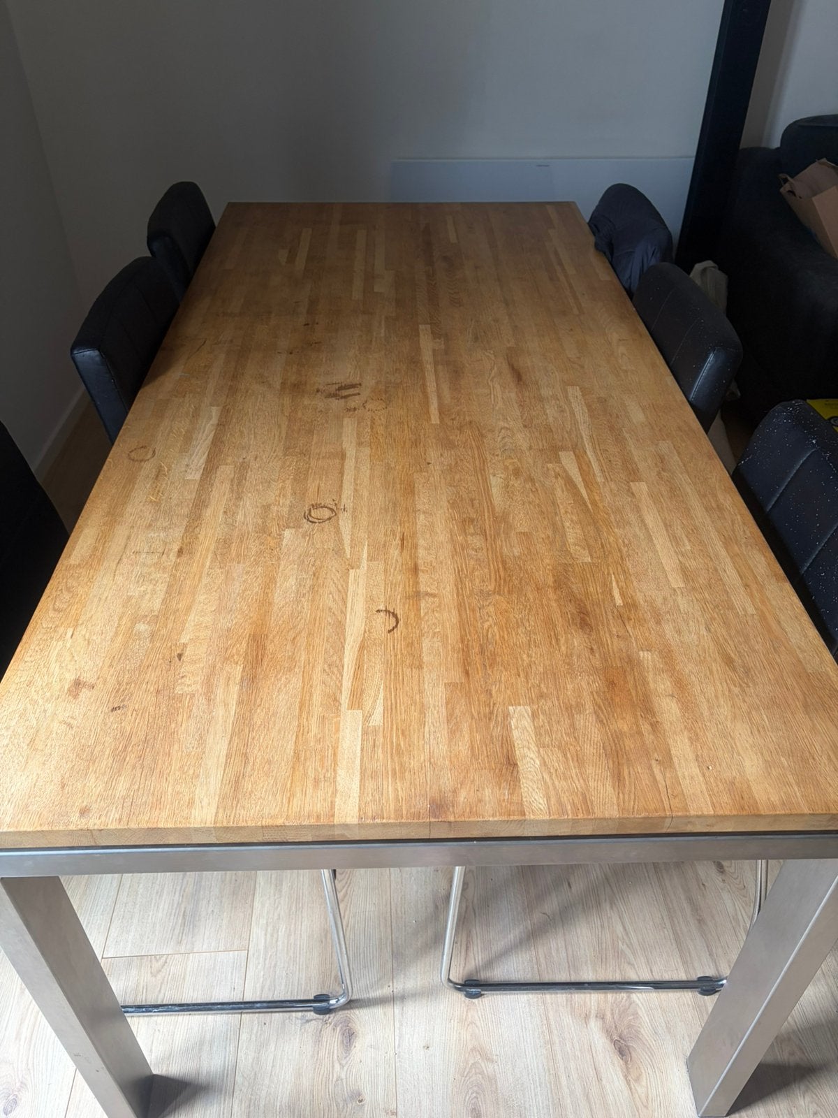 eettafel + stoelen, Huis en Inrichting, Tafels | Eettafels, Ophalen, Gebruikt, 50 tot 100 cm, Vijf personen of meer