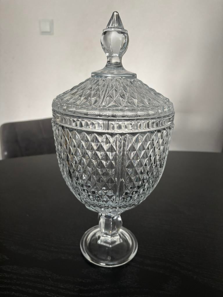 Glazen pot met deksel decoratie, Ophalen, Zo goed als nieuw