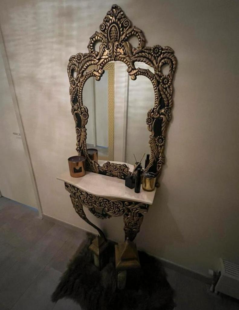 Goude Console tafel met spiegel, Ophalen, Rechthoekig, Minder dan 50 cm
