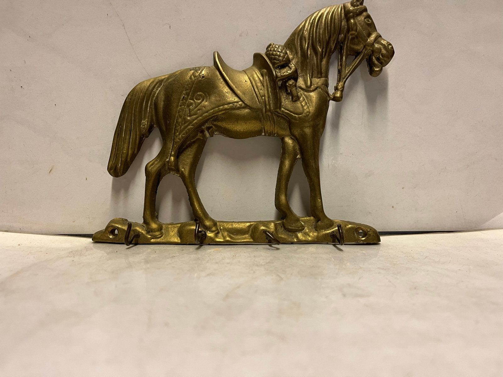 Antieke messing paarden kapstok / sleutelrekje, Antiek en Kunst, Ophalen of Verzenden