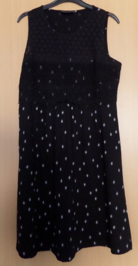 Zwart/ witte katoenen jurk maat 38 met kant bovenaan, Maat 38/40 (M), Zwart, Ophalen of Verzenden, Zo goed als nieuw