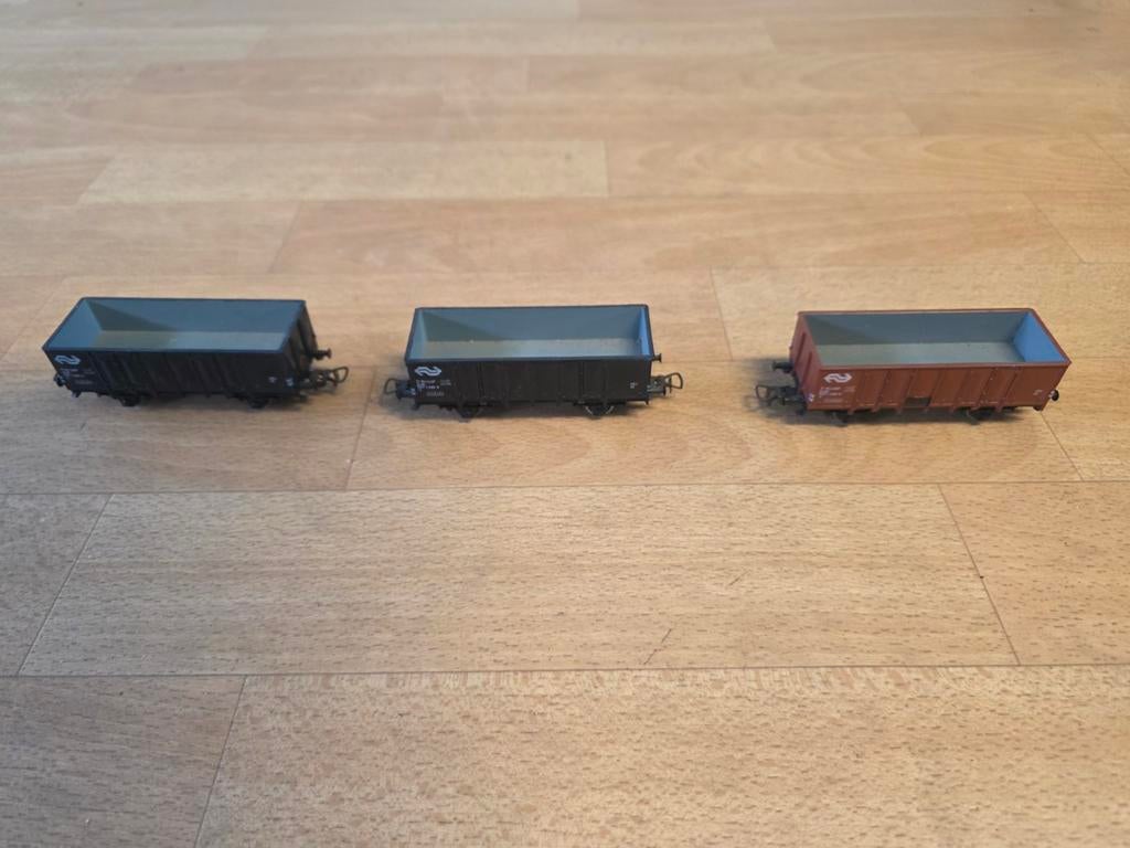 3 open bakwagons ns, Gelijkstroom, Wagon, Piko, Ophalen of Verzenden