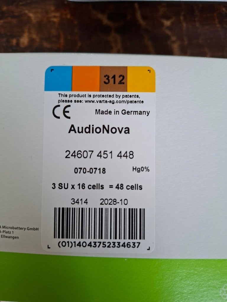 batterijen, type 312, voor gehoorapparaat, Ophalen of Verzenden, Nieuw, Audio Nova