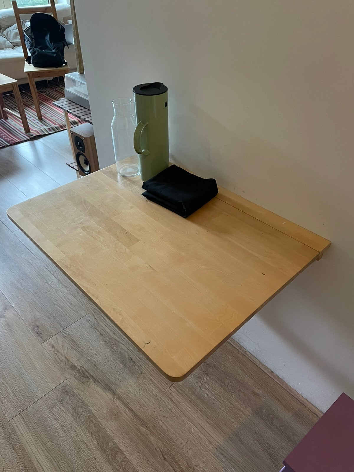 IKEA Norbo klaptafel - wandgemonteerd, berkenhout, Gebruikt, Tot twee personen, Rechthoekig, Overige houtsoorten