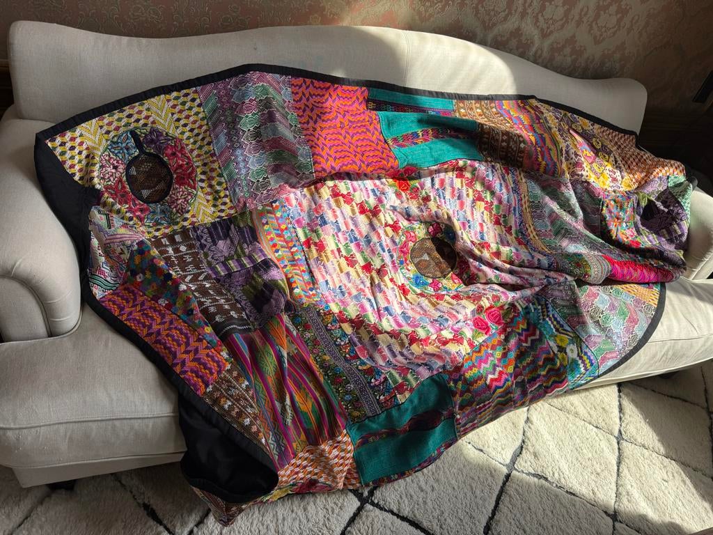 Kleurrijke sprei 250x150 cm - Handgemaakt patchwork, Huis en Inrichting, Ophalen, Overige kleuren, Overige maten, Deken of Dekbed