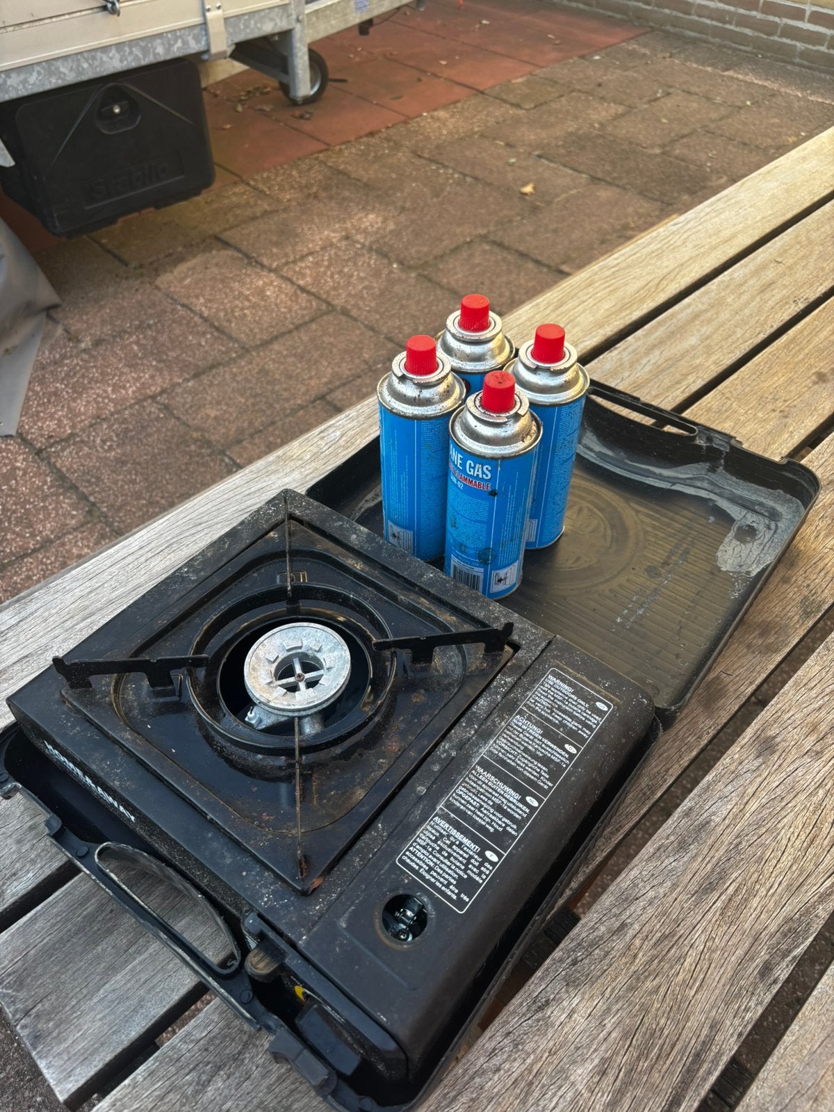 Gasstel 1 pit met gasflessen, Ophalen of Verzenden, Zo goed als nieuw