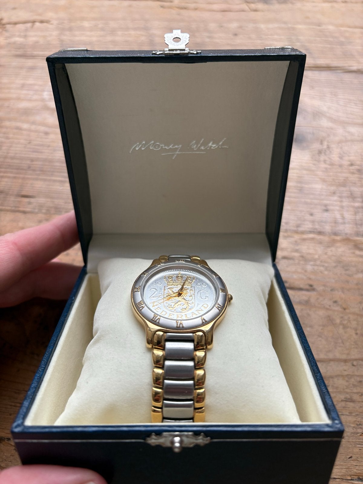 Money Watch met 2 1/2 Gulden munt wijzerplaat, Overige merken, Staal, Verzenden, Polshorloge