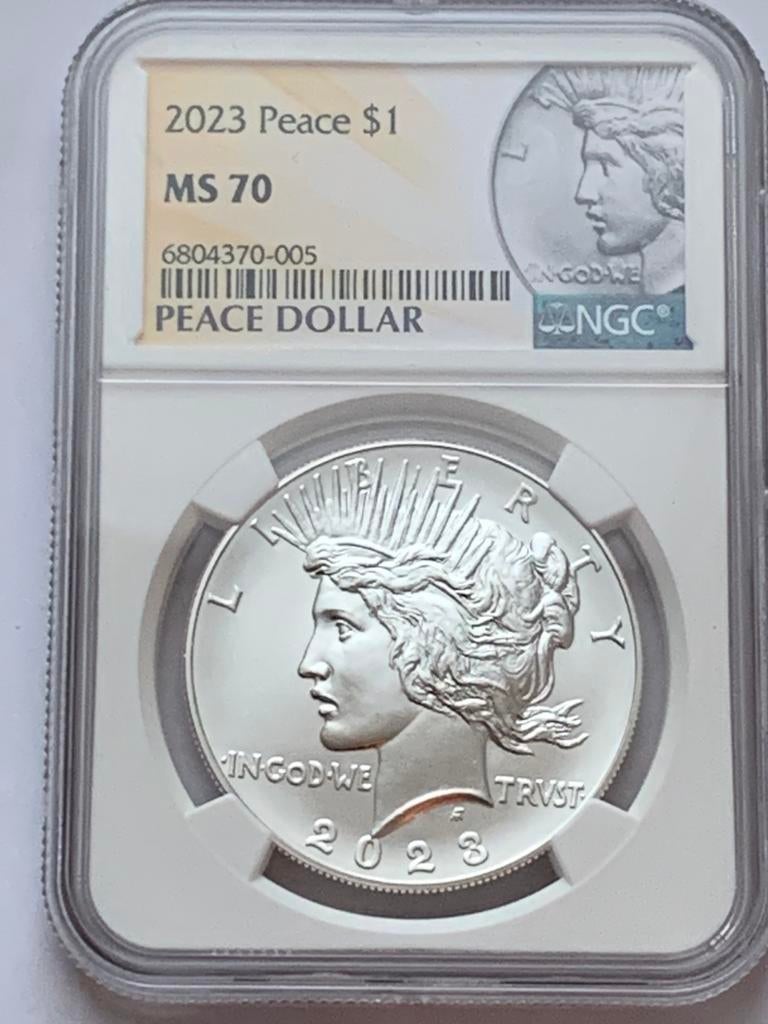 Prachtiige Peace dollar ms70 gecertificeerd KWALITEIT, Postzegels en Munten, Ophalen of Verzenden, Noord-Amerika