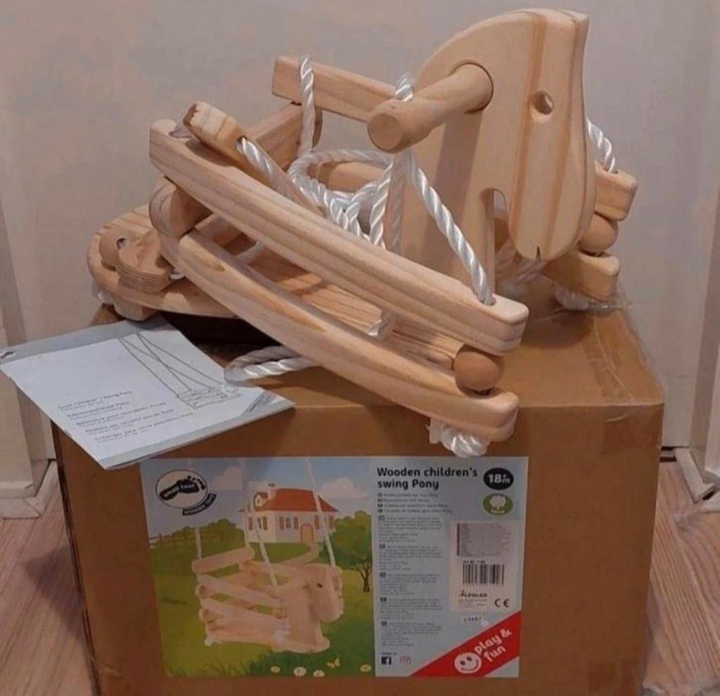 Nieuwe houten peuterschommel tot 30 kg (incl. ophanghaken), Verzenden