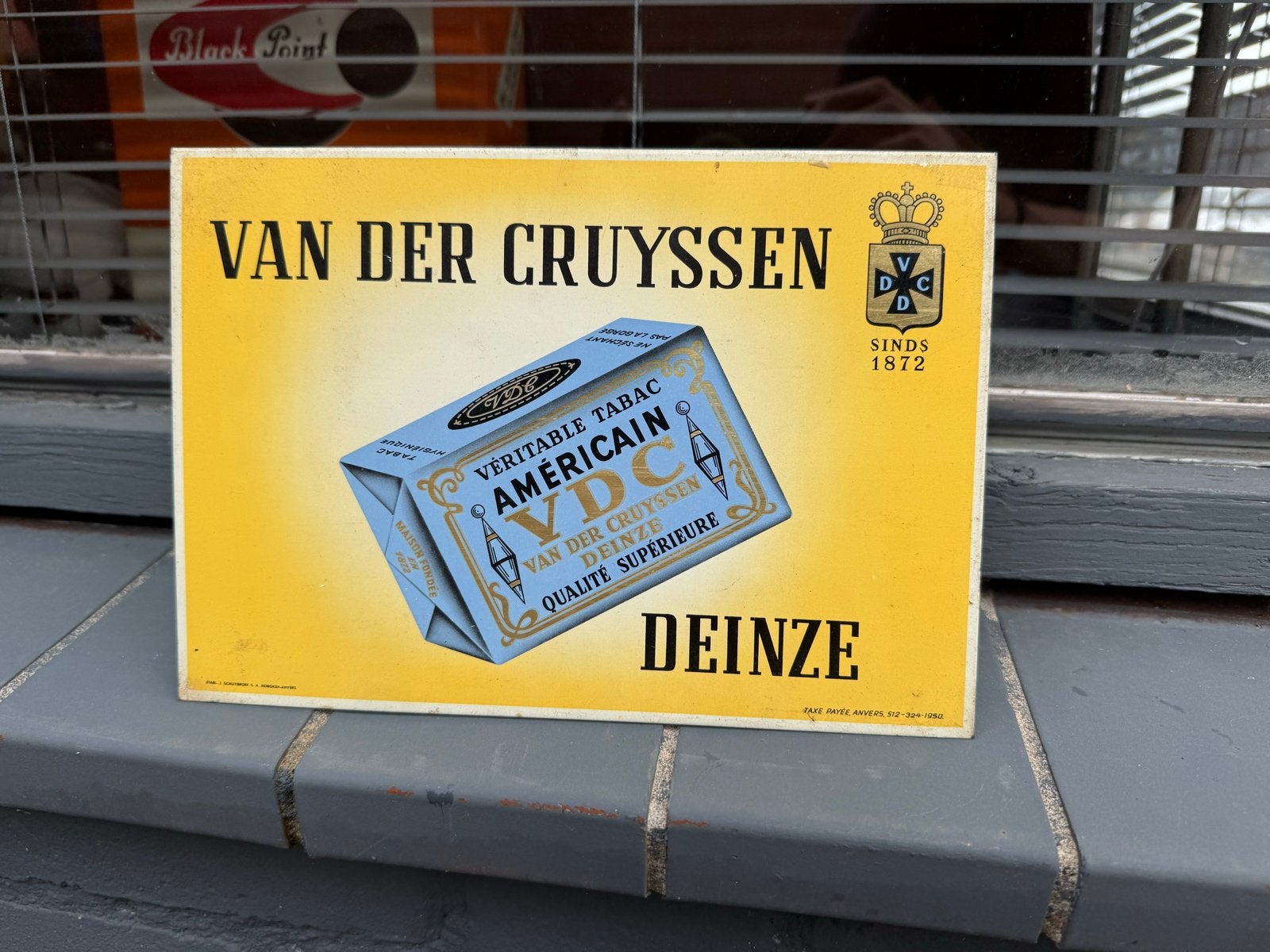 Vintage Van der Cruyssen Reclamebord - Tabak Deinze, Reclamebord, Gebruikt, ., Ophalen of Verzenden