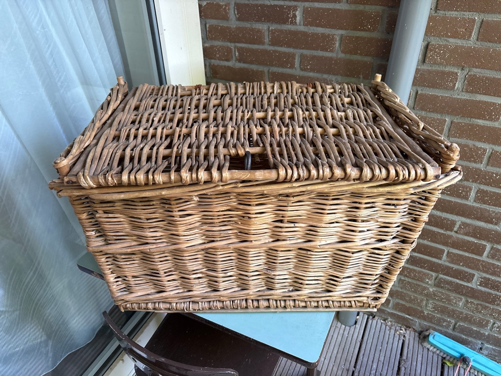 Grote rieten mand met deksel, Ophalen, Overige materialen, Minder dan 50 cm, Gebruikt