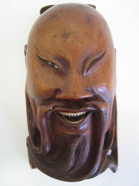 Antiek houten beeldje van aziatische man, 12 x 7 cm, Antiek en Kunst, Ophalen
