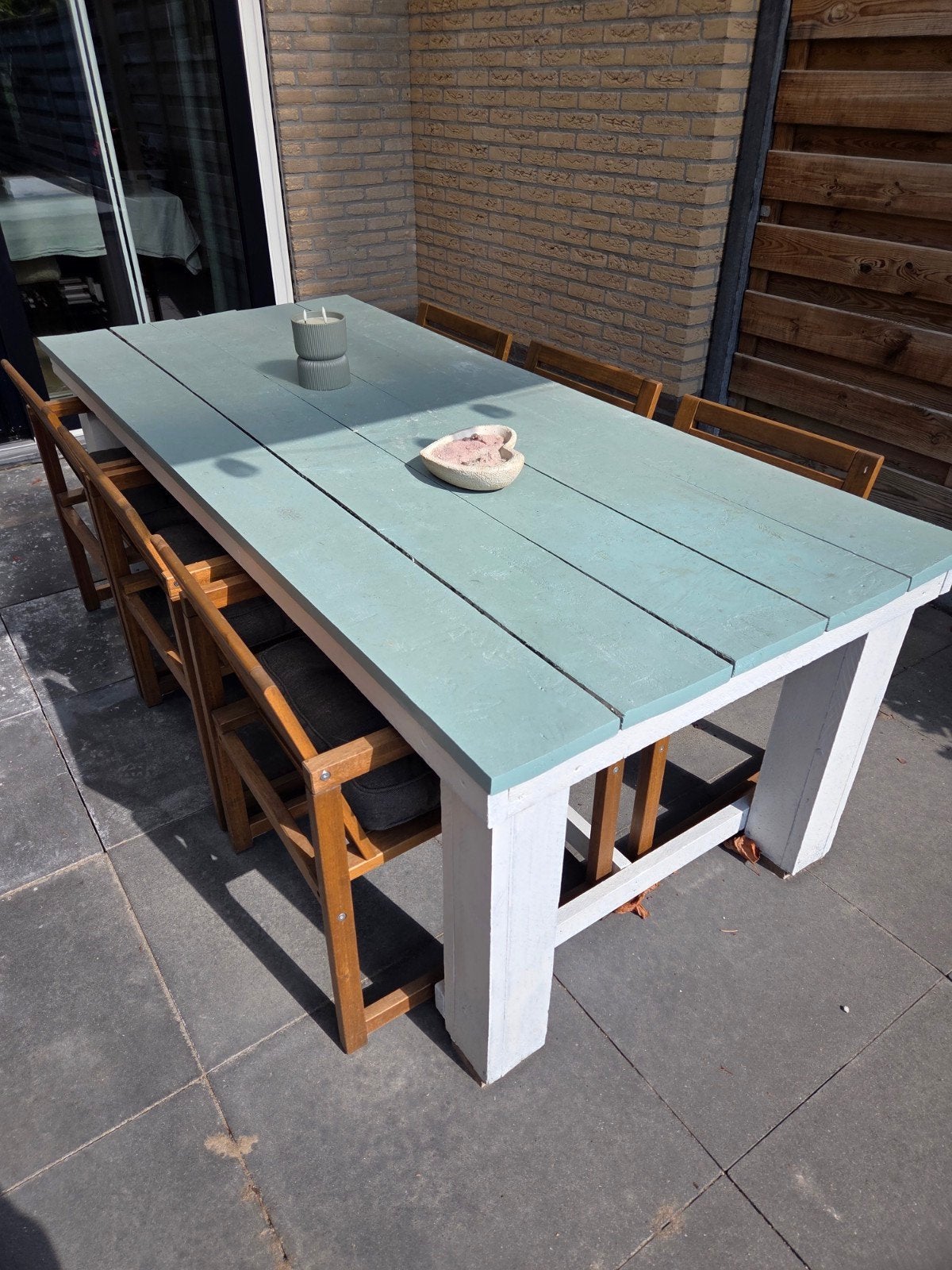 Grote houten tuintafel zonder stoelen, Ophalen, Gebruikt, Rechthoekig, Hout