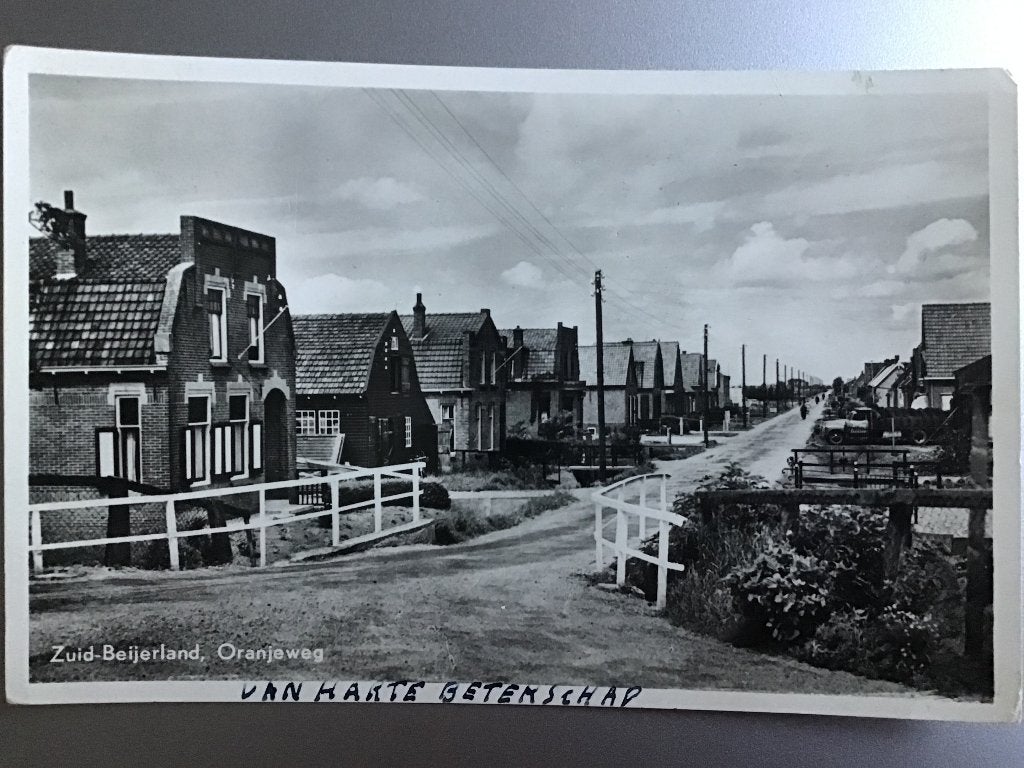 Zuid-Beijerland, Oranjeweg - Oude Ansichtkaart 1950, Ophalen of Verzenden, Voor 1920, Gelopen, Zuid-Holland