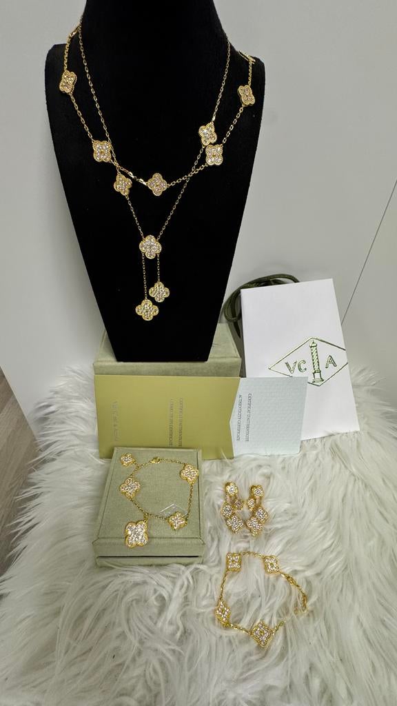 Mooi sieraden set: Van Cleef & Arpels 18k VERGULD (YG), Met kristal, Overige materialen, Nieuw, Ophalen of Verzenden