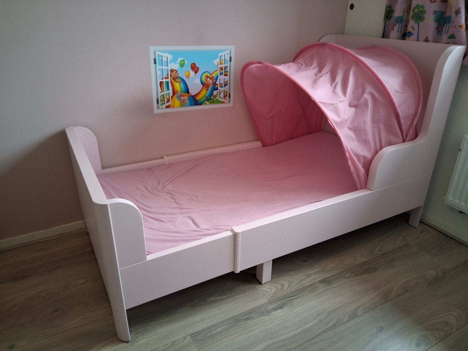 Meegroeibed Ikea Busunge met tent en matras, Gebruikt, 70 tot 85 cm, 180 cm of meer, Ophalen