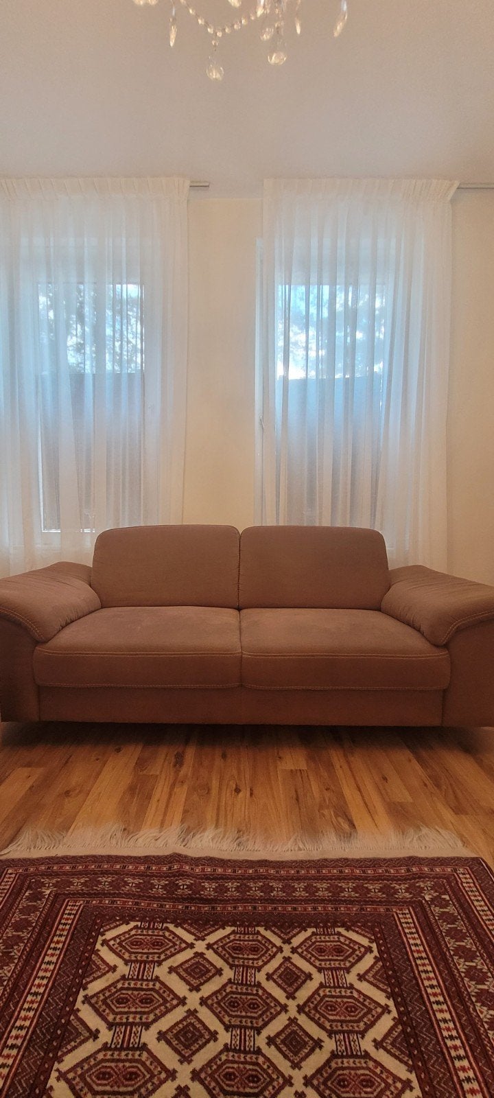 Comfortabele banken set: hoekbank en tweezitsbank, Modern, Comfortabel, 250 tot 300 cm, Gebruikt, 100 tot 125 cm