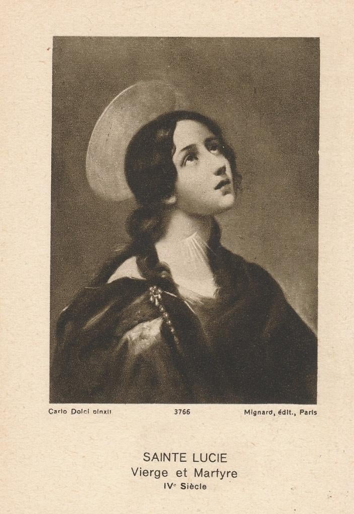 2 Devotieprentjes van de Heilige Lucia, Ophalen of Verzenden, Zo goed als nieuw, Kaart of Prent, Christendom | Katholiek
