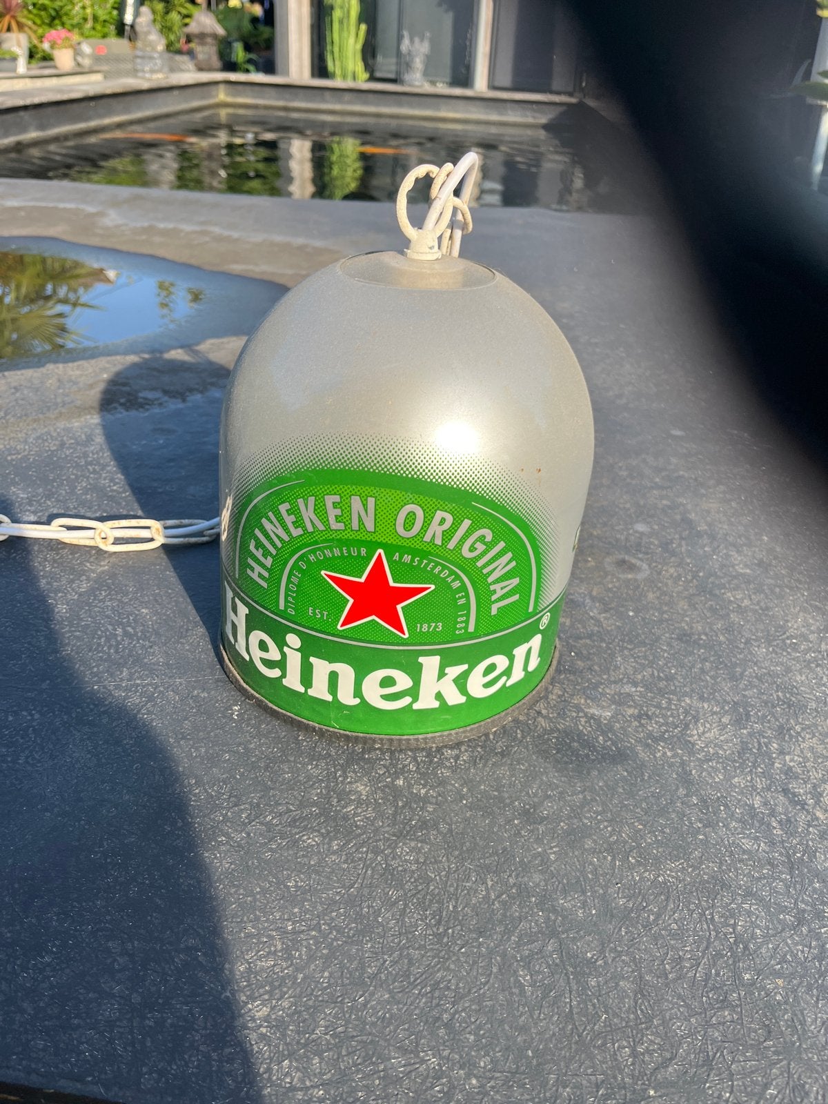 2x Heineken Hanglamp - Unieke Bar Decoratie, Ophalen, Gebruikt, Kunststof, E27 (groot)