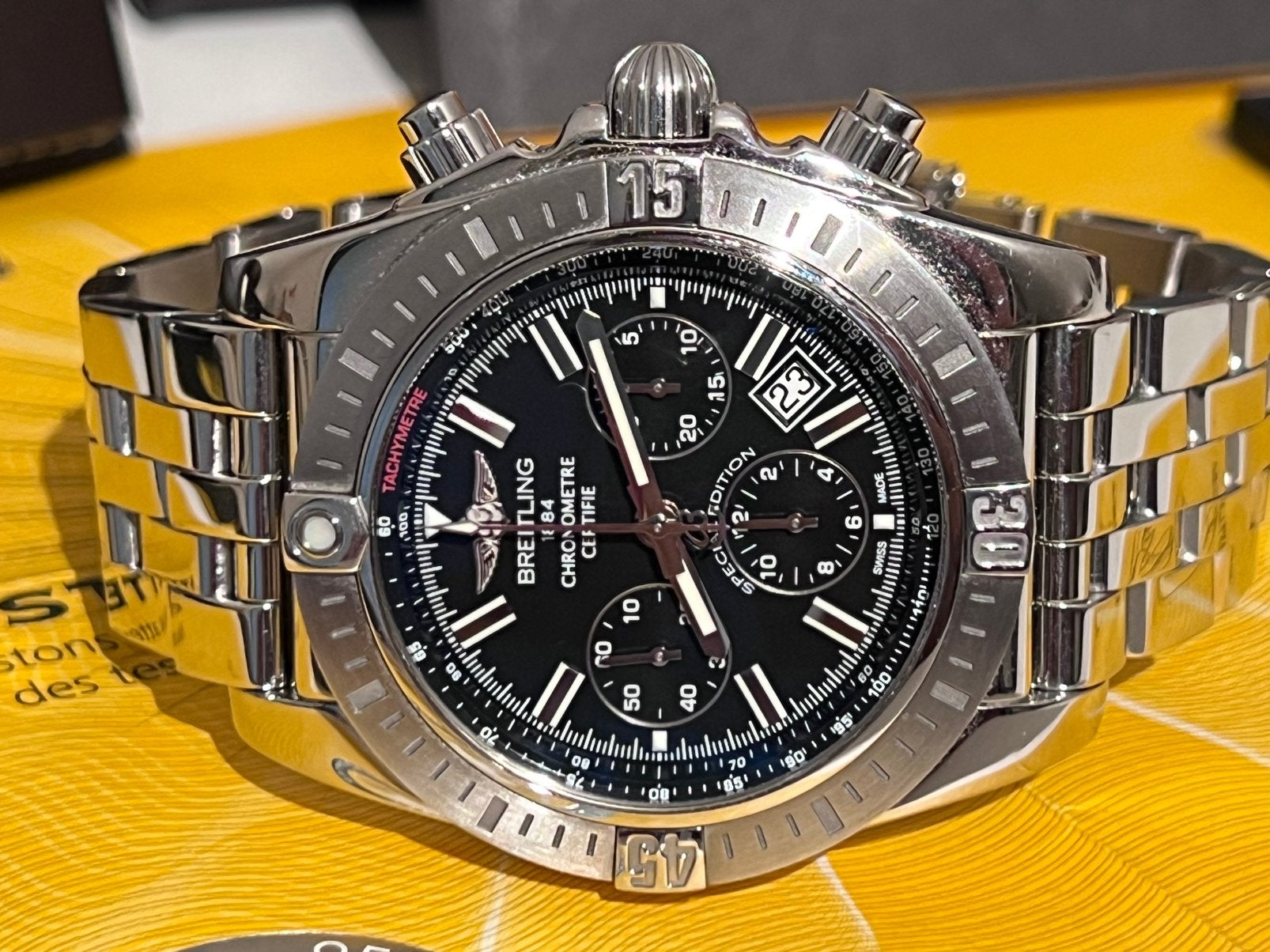 Breitling Chronomat 44 Special Edition 2017 Full Set AB0115, Sieraden, Tassen en Uiterlijk, Horloges | Heren, Ophalen, Staal, Staal