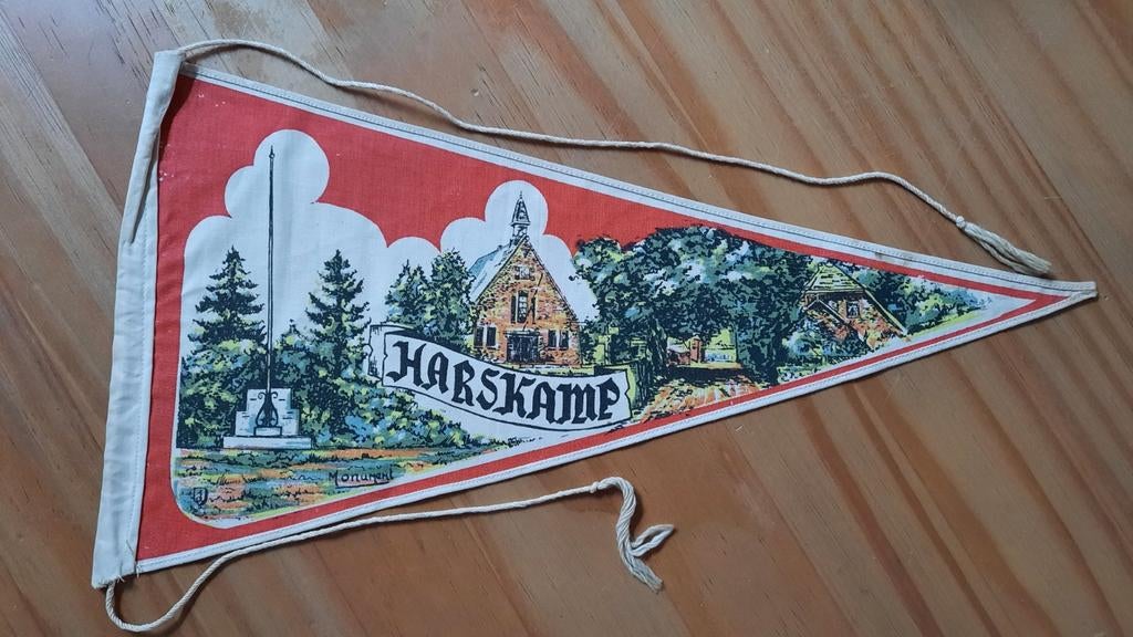 Oude vintage fietsvlag - vlag uit Harskamp jaren 50 / 60, Ophalen of Verzenden