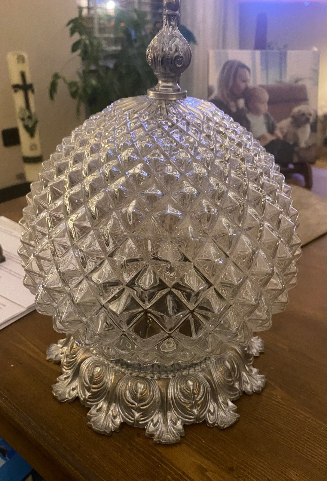 2x  Vintage kristallen ananas lamp, Ophalen of Verzenden
