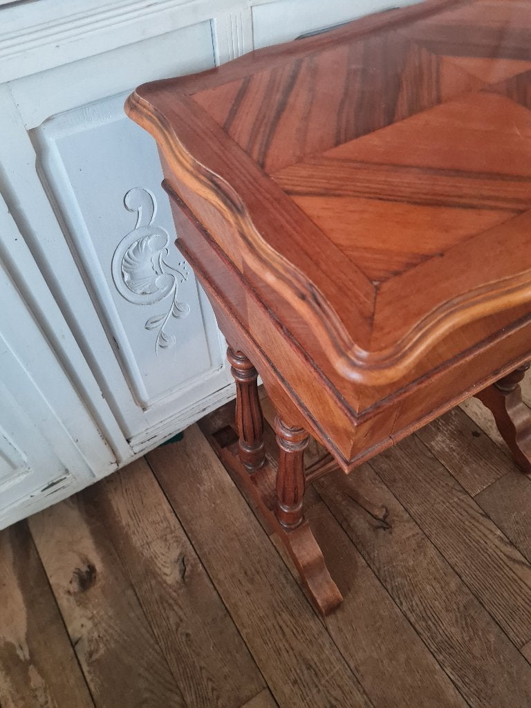 Antiek mahonie houten kastje naaikistje, Ophalen of Verzenden