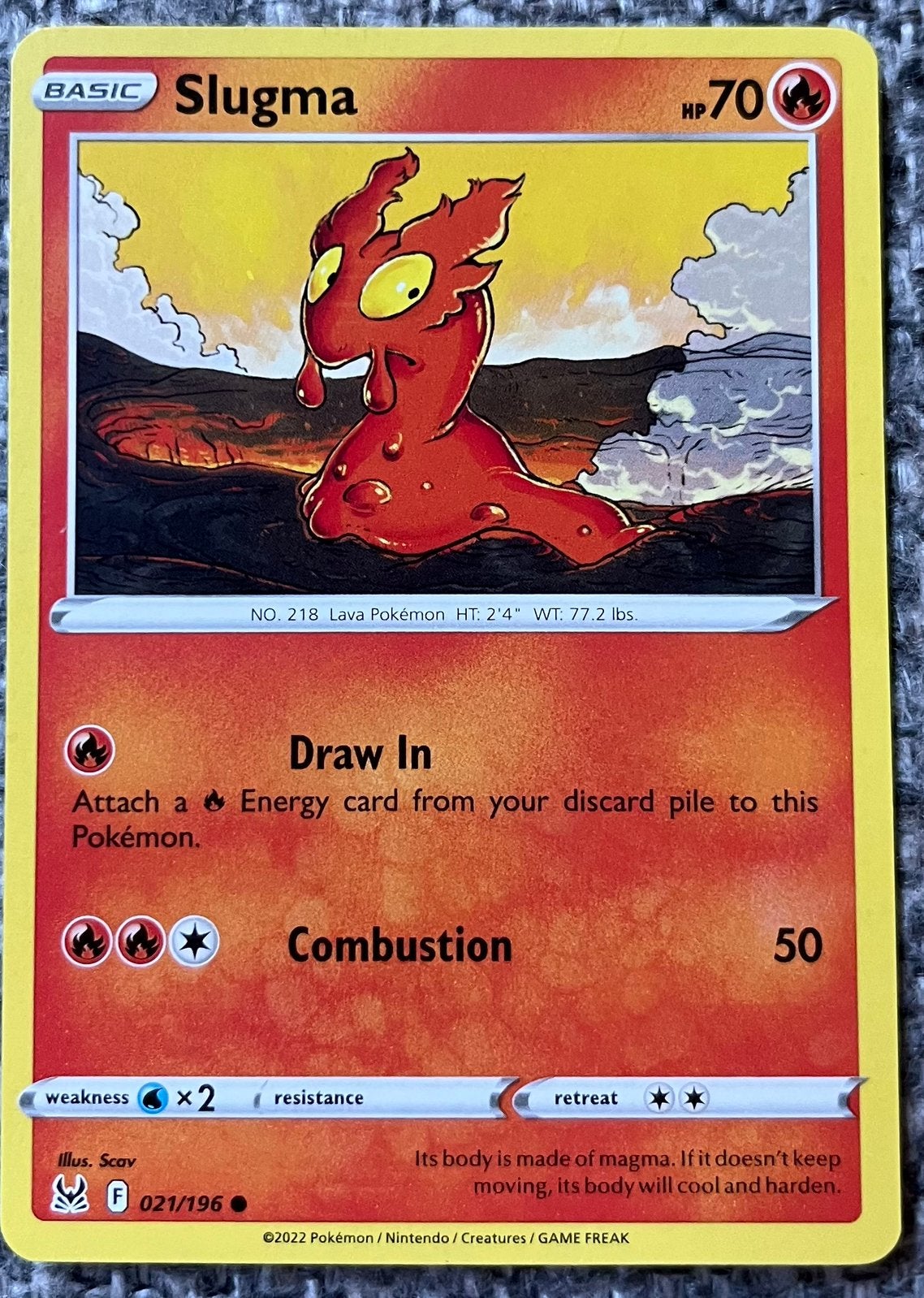 Pokémonkaart van Slugma (218) • Lost Origin (021/196), Verzenden, Nieuw, Losse kaart