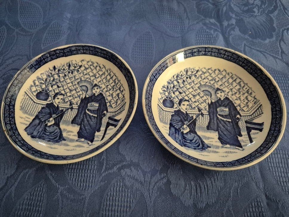 Antiek Maastrichts Aardewerk PetrusRegout 'Muziek' Japan 2x, Ophalen of Verzenden