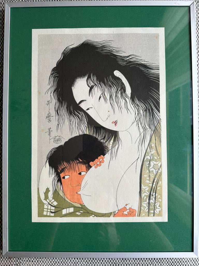 Japanse houtblokdruk van Kitagawa Utamaro, Antiek en Kunst, Ophalen of Verzenden