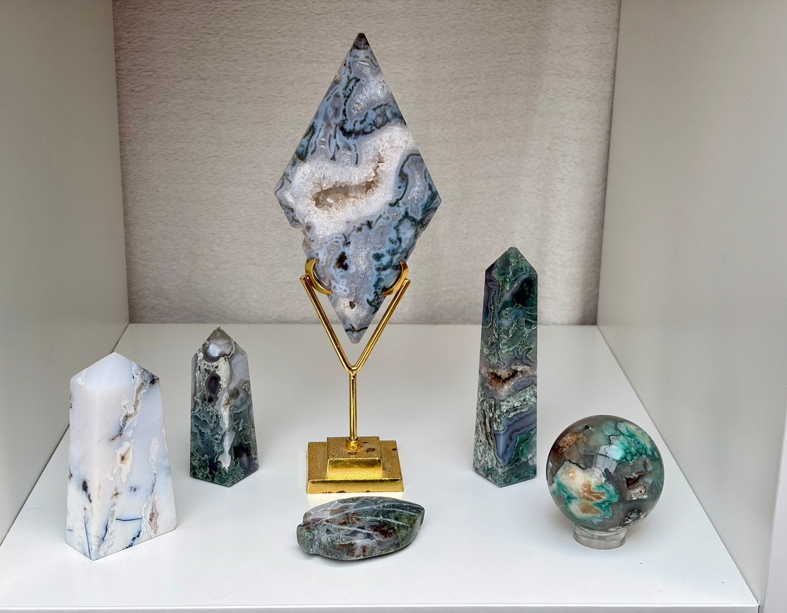 Mosagaat setje, Verzamelen, Mineralen en Fossielen, Verzenden