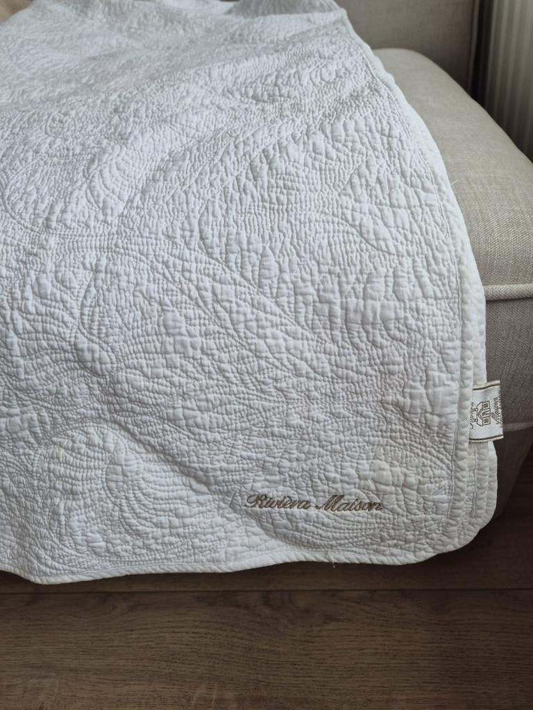Riviera Maison Quilted Plaid - Wit, Huis en Inrichting, Ophalen, Gebruikt, Wit, Rechthoekig